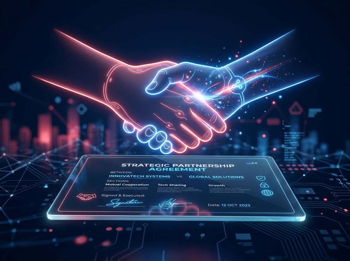 A digital handshake representing a trustworthy performance marketing agency partnership