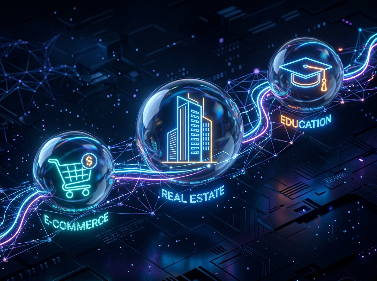 Various commercial industries interconnected by a digital network