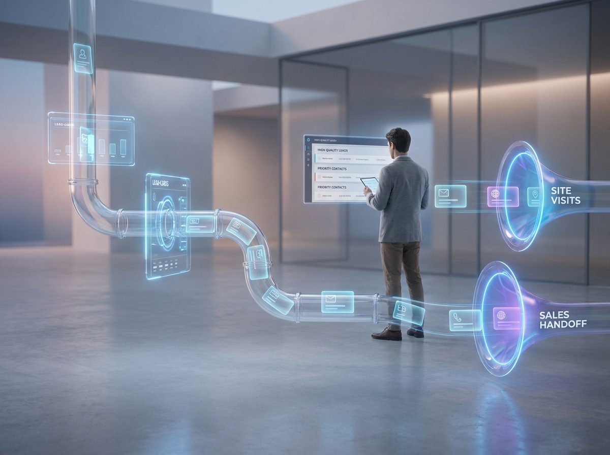 AI funnel distributing real estate leads for automated follow-up