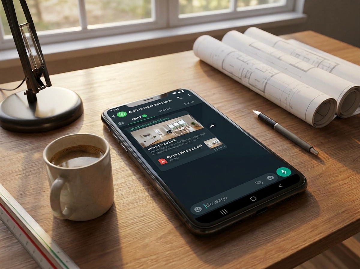 Smartphone showing automated WhatsApp real estate followups