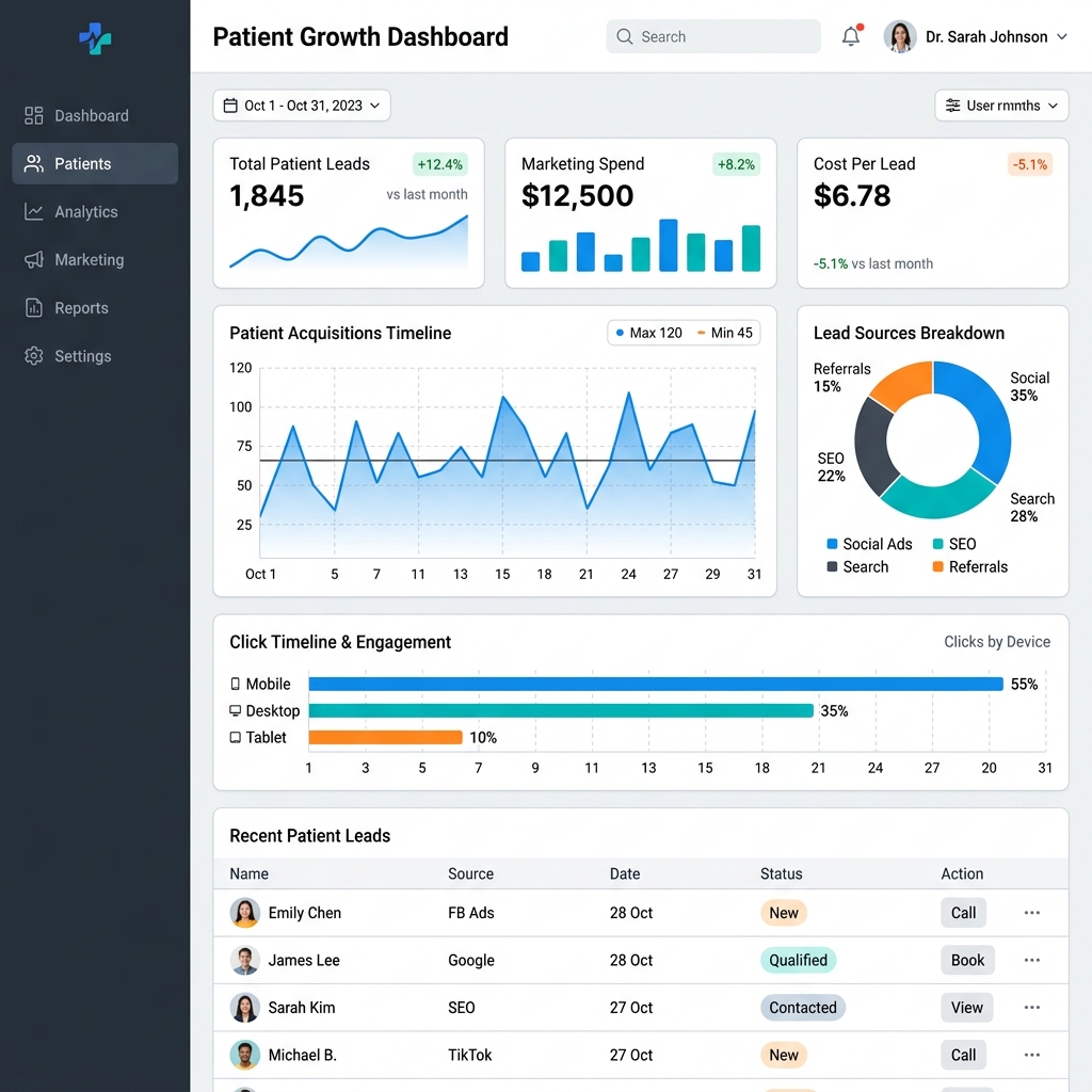Meta Ads campaign performance dashboard visual